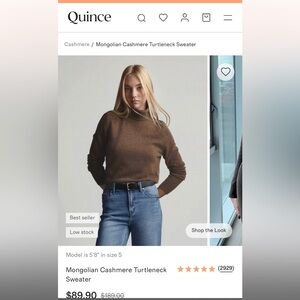 Quince Mongolian Cashmere Turtleneck Sweater- Color: Black